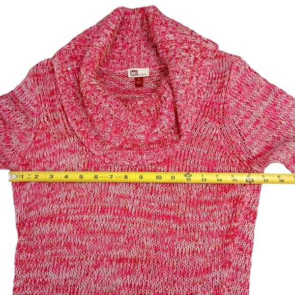 Y2K Vintage Lei Sweater Cowl Neck Jrs Sz L BARBIECORE PINK Sparkle Sequins Boho - Picture 10 of 16